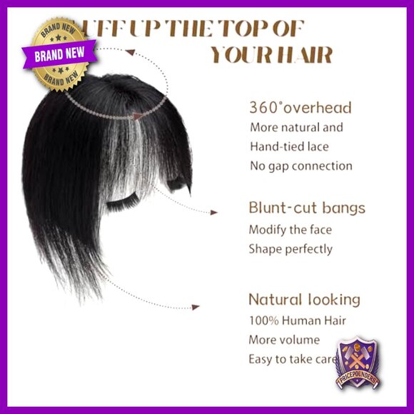 10-Inch Human Hair Clip-In Topper with Bangs for Volume and Coverage main image 5